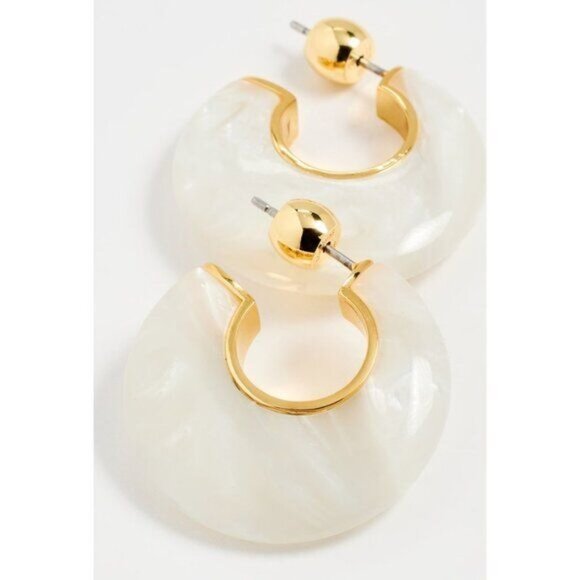 Gorjana Paseo Earrings White Marble Arc Hoops 18K Gold Plated - Picture 11 of 12